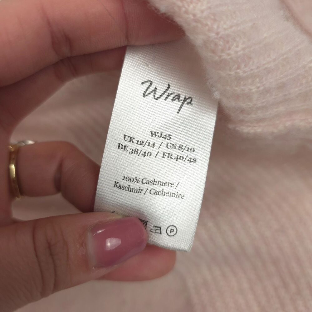 WRAP London 100% Cashmere V-Neck Tunic Sweater Blush Minimal Quiet Luxury Preppy - Picture 7 of 8